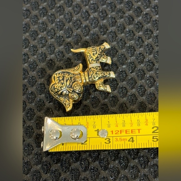 Vintage Damascene Foo Dog Small Unisex Brooch Pin - Picture 6 of 9
